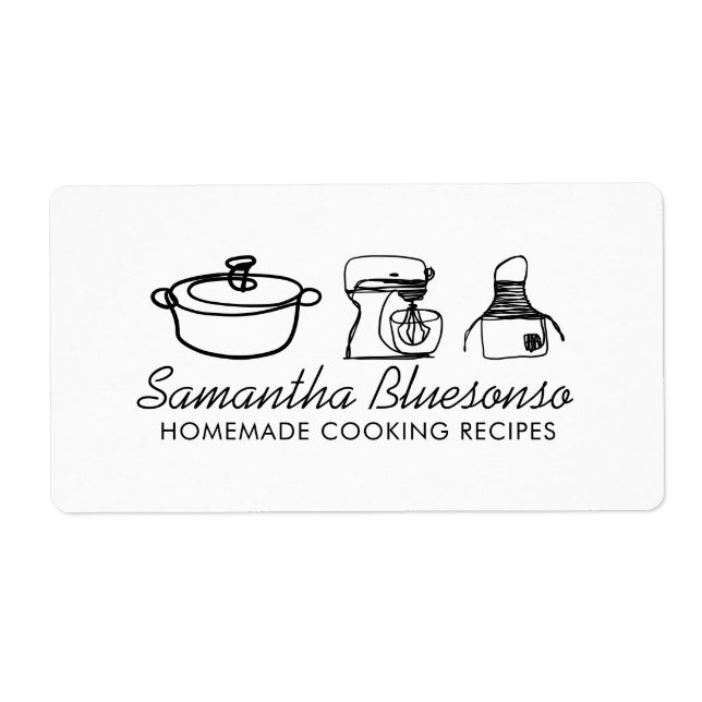 Etiqueta Cozinhando padaria comida caseira minimal (Frente)