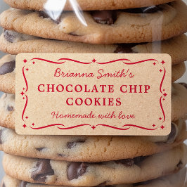 Etiqueta Cozinhar de assar para cozinha, vermelho-festivo