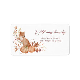 Etiqueta Cozy Autumn Terracotta Baby Fox Pumpkin Modern