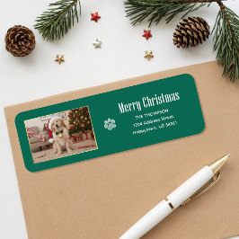 Etiqueta Cozy Funny Dog Photo Christmas Return Address