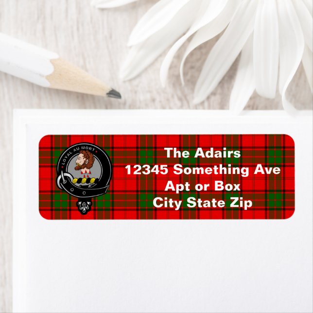 Etiqueta Crachá Adair Clan e Tartan Personalizados (Insitu)