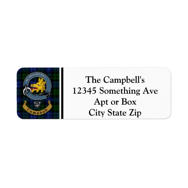 Etiqueta Crachá Campbell Clan e regresso personalizado do T (Frente)