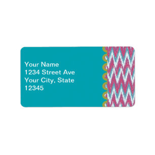 Etiqueta Cranberry e Teal Kat ZigZag Padrão