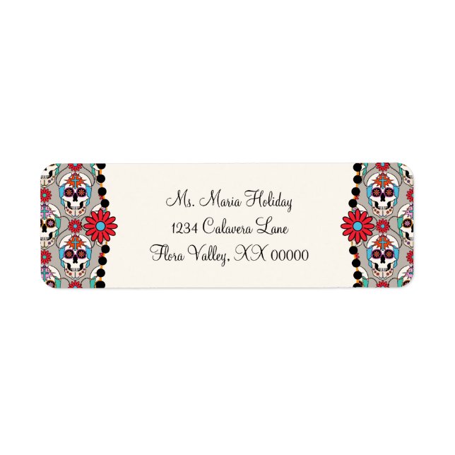 Etiqueta Crânios de Açúcar Gráfico (Frente)