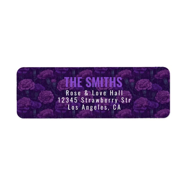 Etiqueta Cravata Rústica de Noiva com Cravo Roxo Chique (Frente)