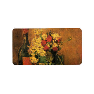 Etiqueta Cravos, Rosas e uma garrafa de Vincent van Gogh