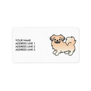 Etiqueta Cream Sable Tibetan Spaniel Cartoon Dog & Text
