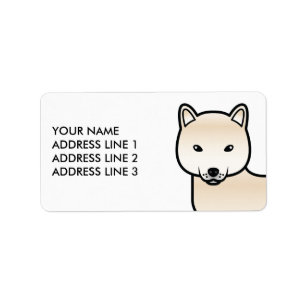 Etiqueta Cream Shiba Inu Cão de Cartoon em Cute e Texto Per