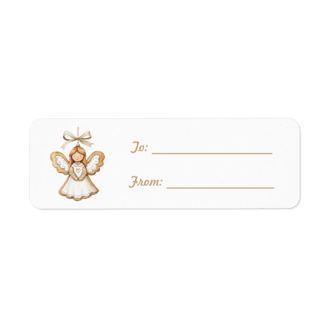 Etiqueta Cream White Angel Bow Christmas   (Frente)