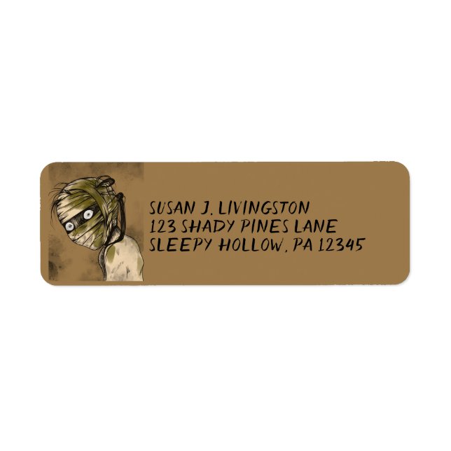 Etiqueta Creepy Mummy Monster Return Address (Frente)