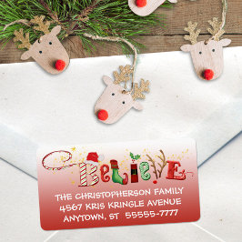 Etiqueta CRENÇA Whimsical, Mole Vermelha, Grelha Dourada