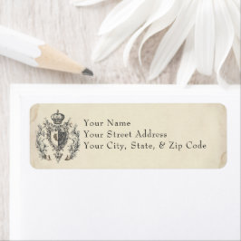 Etiqueta Crest de Fantasia Medieval Preto Casamento