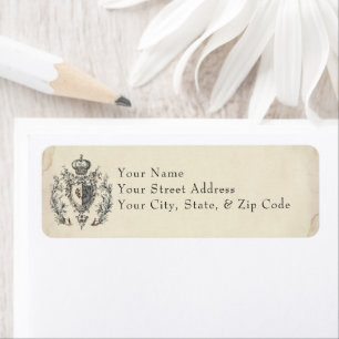 Etiqueta Crest de Fantasia Medieval Preto Casamento