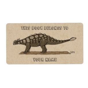 Etiqueta Cretáceo Dinossauro Ankylosaurus Bookplate