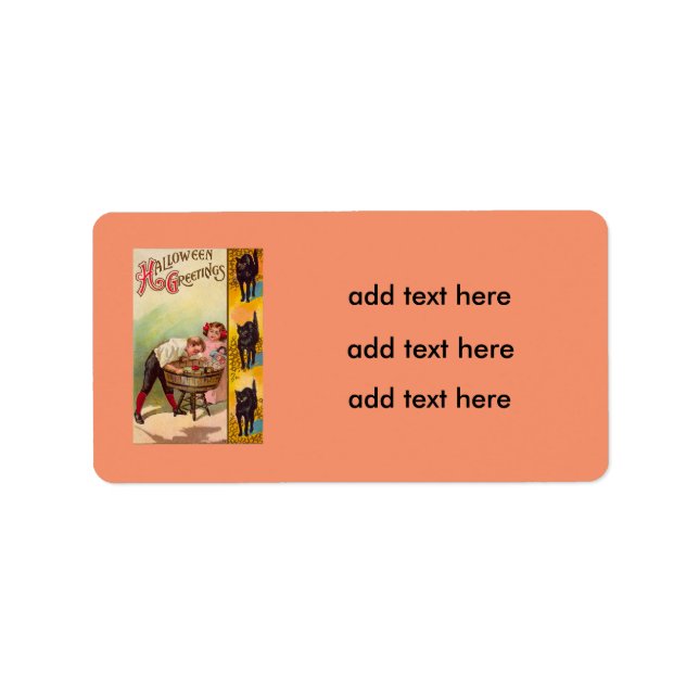 Etiqueta Crianças Bobando Para Maçãs Gato Negro (Frente)