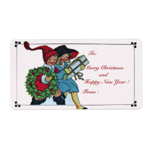 ETIQUETA CRIANÇAS COM PRESENTES DE NATAL