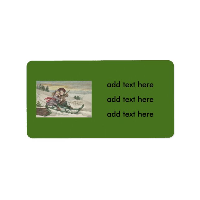 Etiqueta Crianças Dormindo Árvore de Natal Inverno (Frente)