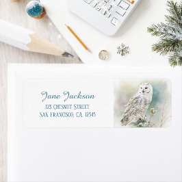Etiqueta Crianças Winter Watercolor Owl Endereço de retorno