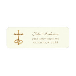 Etiqueta Crucifixo de Ouro & Alianças de Casamento