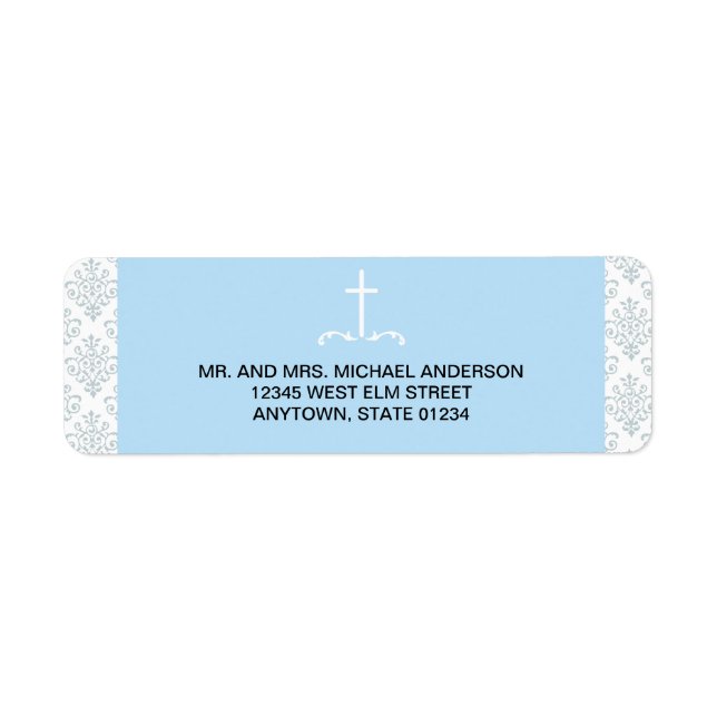 Etiqueta Cruz Azul com Cor damasco (Frente)