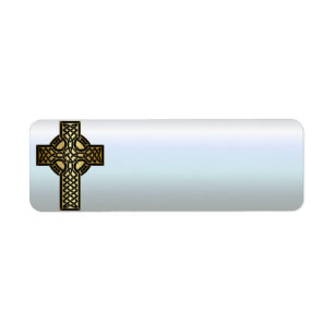 Etiqueta Cruz celta do nó no ouro e no preto