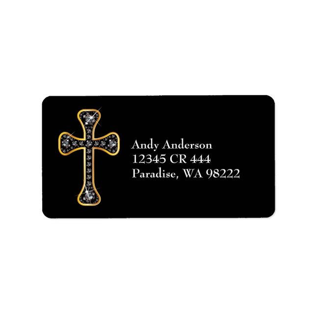 Etiqueta Cruz Cristã com Pedras "Onyx" (Frente)