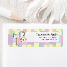 Cubismo Retro Funky Chave de Bebê com Cegonha