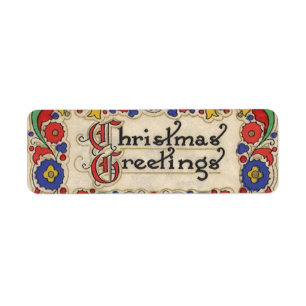 Etiqueta Cumprimentos do natal vintage com beira decorativa