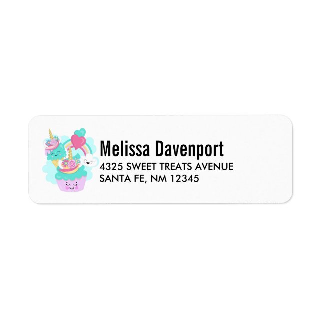 Etiqueta Cupcake bonito e Sorvete feliz (Frente)