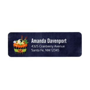 Etiqueta Cupcake de Halloween bonito e assustador com uma b