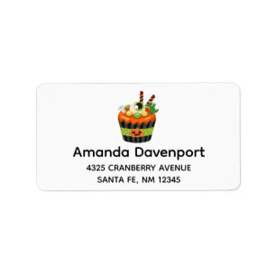 Etiqueta Cupcake de Halloween bonito e assustador com uma b