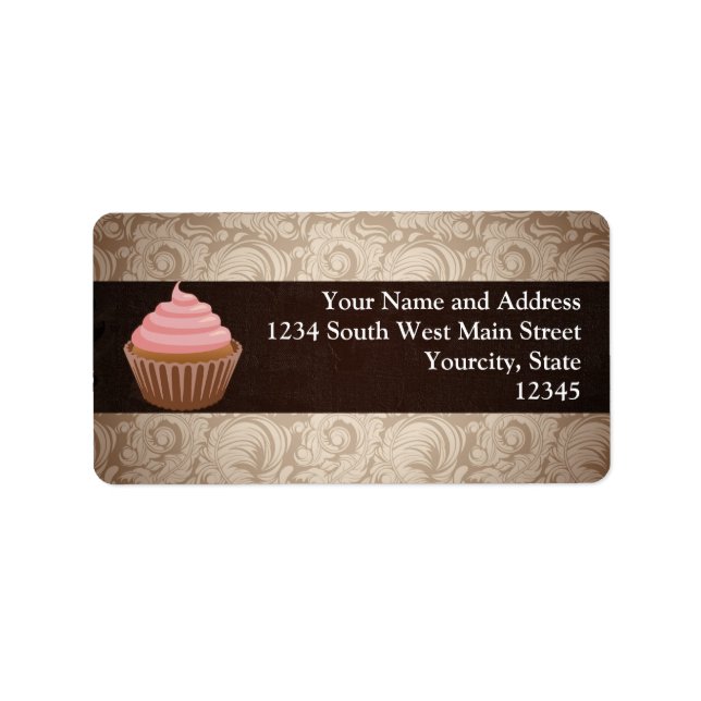 Etiqueta Cupcake rosa/castanho (Frente)