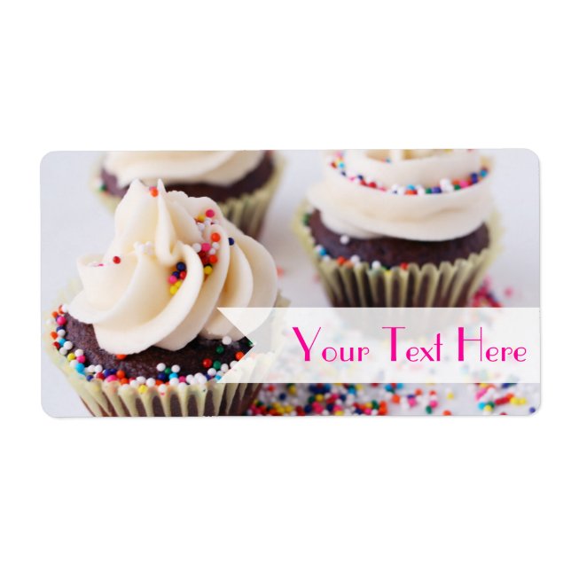 Etiqueta Cupcakes de chocolate borrifados Glacé de baunilha (Frente)
