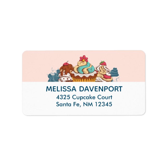 Etiqueta Cupcakes de Estilo Retro Deserto Doce (Frente)