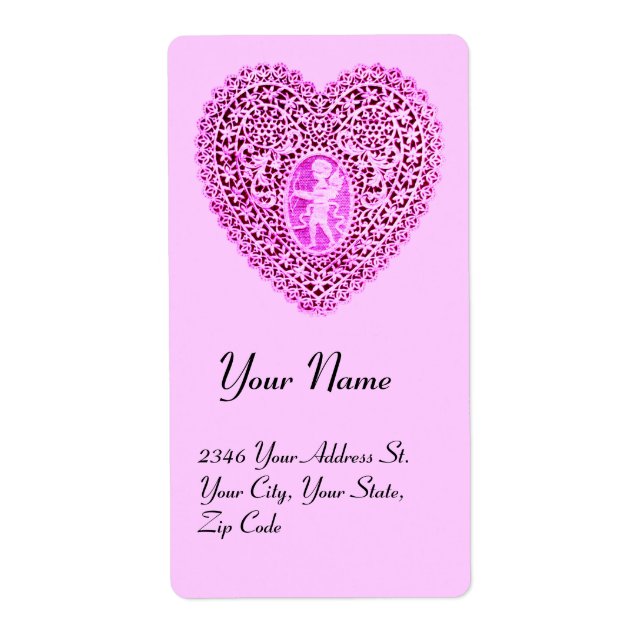 Etiqueta CUPID LACE HEART,roxo rosa (Frente)