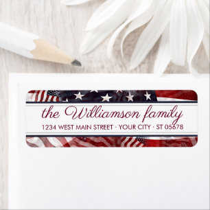 Etiqueta Custom American Flag Red White Blue Stripes Stars