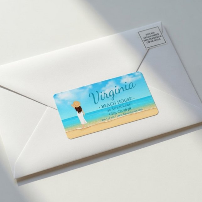Etiqueta Custom Beach House Address Label (Criador carregado)