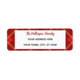 Etiqueta Custom Happy Holidays Fun Classic Plaid Red
