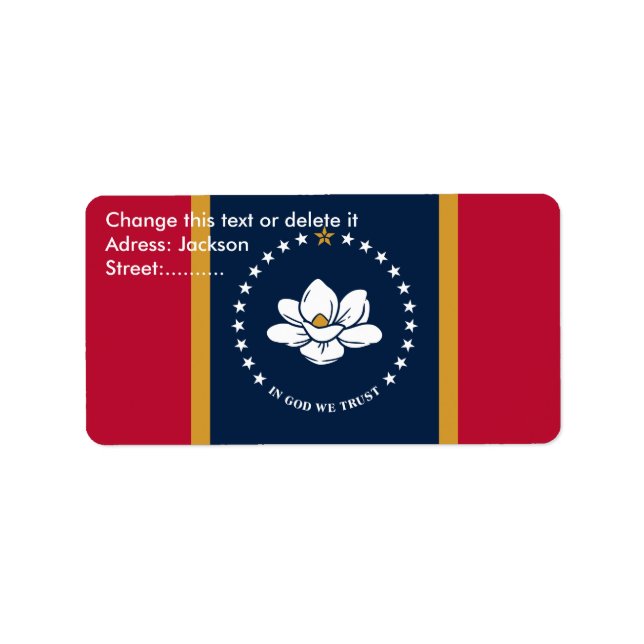 Etiqueta Custom Label with Flag of Mississippi, USA (Frente)