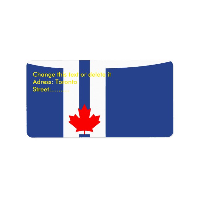 Etiqueta Custom Label with Flag of Toronto (Frente)