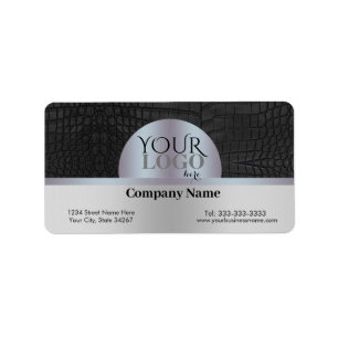 Etiqueta Custom Logo and Company Name Faux Black Crocodile