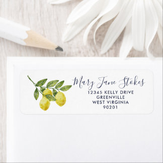 Etiqueta Custom Return Address Envelope | Watercolor Lemon