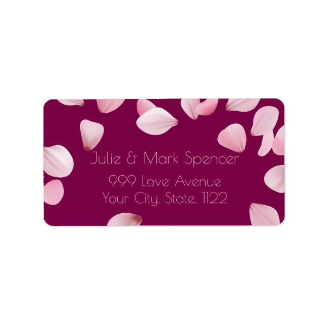 Etiqueta Custom Romantic Pink Petals Address Label (Frente)