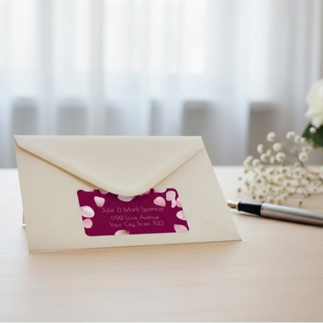 Etiqueta Custom Romantic Pink Petals Address Label (Criador carregado)