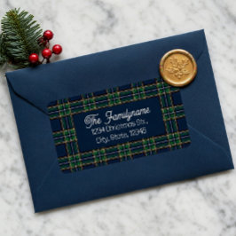 Etiqueta Custom Tartan Plaid Christmas Return Address 