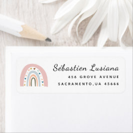 Etiqueta Cut Boho Rainbow Chá de fraldas Return Address (En
