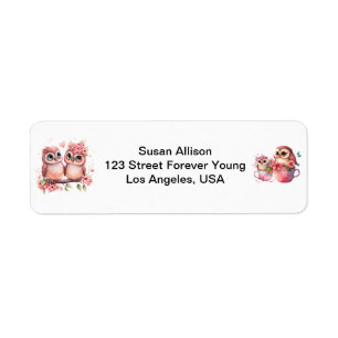 Etiqueta Cute Adorable Owl Return Address