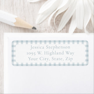 Etiqueta Cute Blue Gingham Cottagecore Return Address Label