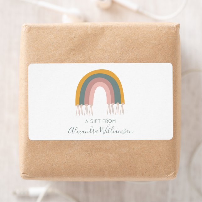 Etiqueta Cute Boho Rainbow A Gift from Personalised (Insitu)
