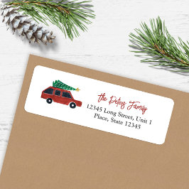 Etiqueta Cute Car Ilustração Minimalista Natal